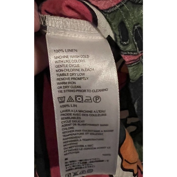 TOMMY BAHAMA Linen Tunic Mini Dress Cover Up Remy Tropical Floral Pockets SP - Picture 4 of 7